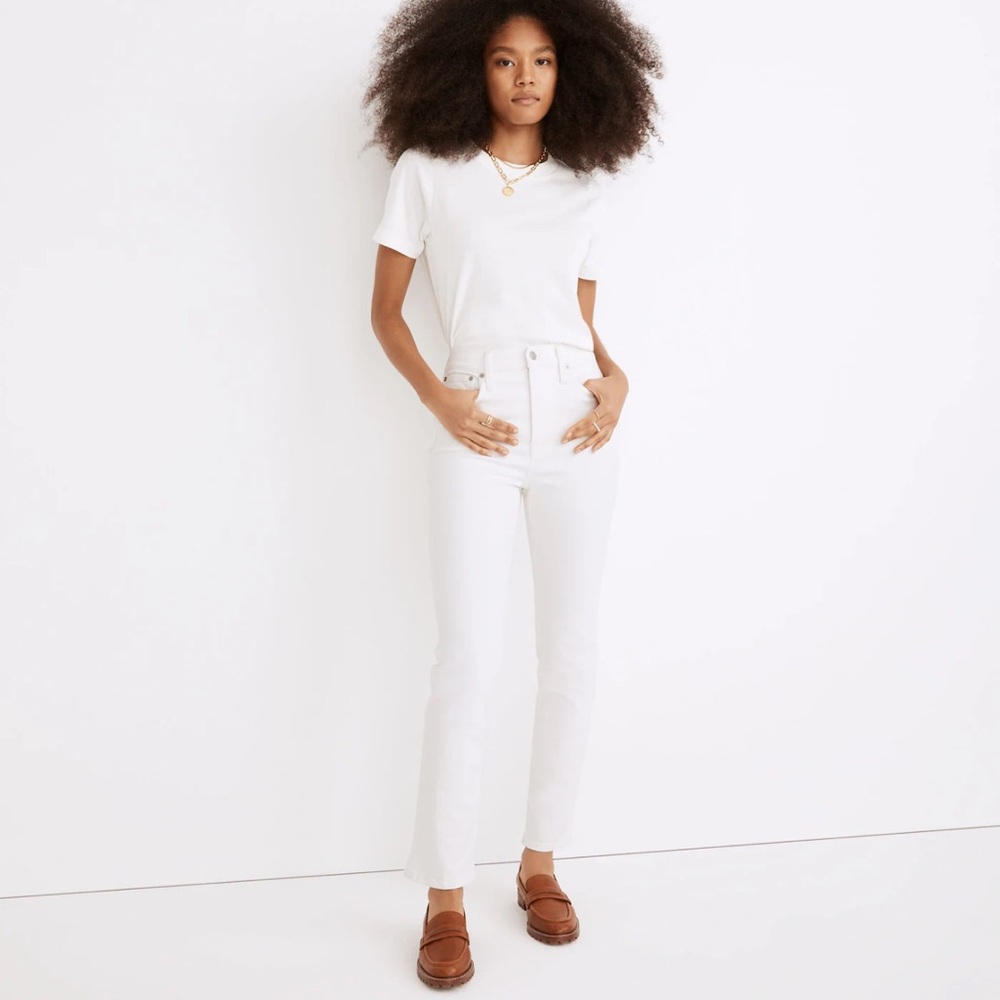 Madewell White “Perfect Vintage” Straight Leg Jeans